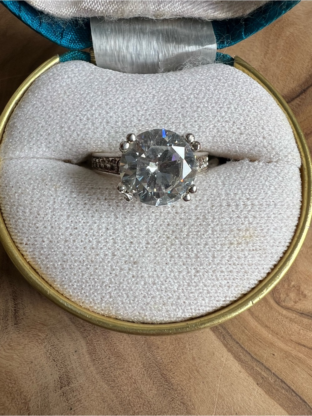 Classic Solitaire Round-Cut Crystal Ring in Silver Tone